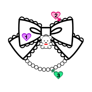 Teddy Bear Bow Broach (BB01-TR00) w/ Off White Crowns and Keys