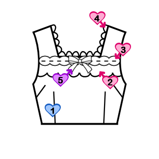 Square Neck Bodice (BJ07-TR02) w/ Off White Alice Cards