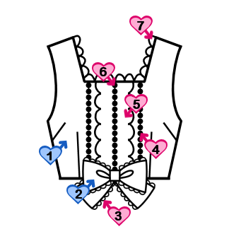 Square Neck Bodice (BJ07-TR04) w/ Pink Lacey Strawberries and Roses