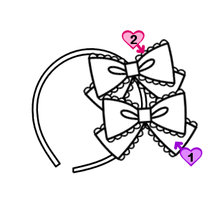 Bow Headband (HB02-TR01) w/ Pink Polka Dots Grosgrain Ribbon