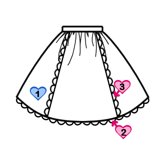 Gathered Skirt (SK02-TR10) w/ Pink Musical Note