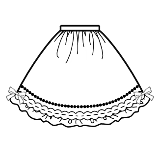 Gathered Skirt (SK02-TR13) w/ Black Flowers and Strawberries
