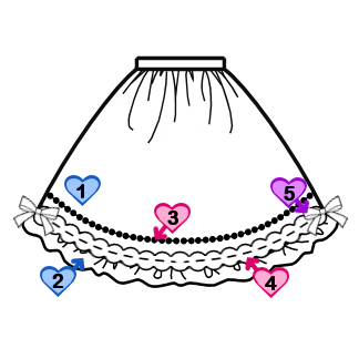 Gathered Skirt (SK02-TR13) w/ Black Flowers and Strawberries