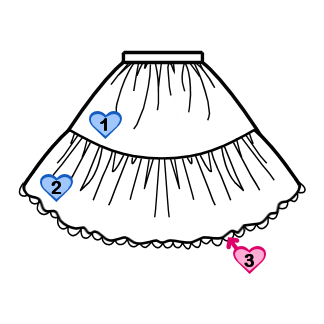 Two-Tier Skirt (SK03-TR01) w/ Pink Flowers and Strawberries