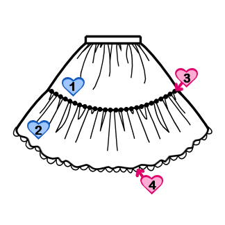 Two-Tier Skirt (SK03-TR04) w/ Black Cotton Poplin Solid