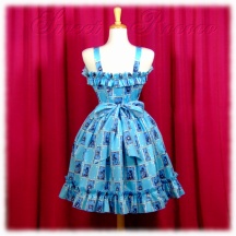 Jumper Skirt #12 - Bridged Bodice (BJ01-TR03) w/ Ocean Blue Cinderella Cards + Gathered Skirt (SK02-TR03) w/ Ocean Blue Cinderella Cards