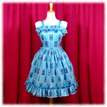 Jumper Skirt #12 - Bridged Bodice (BJ01-TR03) w/ Ocean Blue Cinderella Cards + Gathered Skirt (SK02-TR03) w/ Ocean Blue Cinderella Cards
