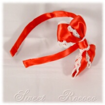 Accessory #13047 - Bow Headband (HB01-TR01) w/ Red Double Face Satin Ribbon