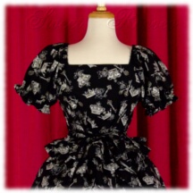 Blouse #14664 - Ruffled Afternoon Blouse (AB01-TR00) w/ Black Crowns and Keys