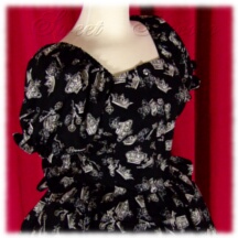 Blouse #14664 - Ruffled Afternoon Blouse (AB01-TR00) w/ Black Crowns and Keys