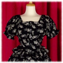 Blouse #14664 - Ruffled Afternoon Blouse (AB01-TR00) w/ Black Crowns and Keys