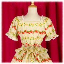 Blouse #14844 - Ruffled Afternoon Blouse (AB01-TR01) w/ Cream Fruit Borders and Polka Dots