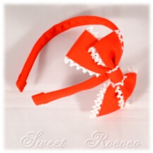 Accessory #15403 - Bow Headband (HB01-TR01) w/ Red Petersham Ribbon