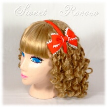 Accessory #15403 - Bow Headband (HB01-TR01) w/ Red Petersham Ribbon