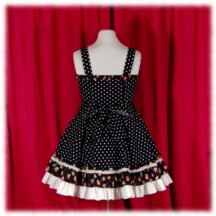 Jumper Skirt #15487 - Bridged Bodice (BJ01-TR08) w/ Black Polka Dots + Flared Skirt (SK01-TR15) w/ Black Polka Dots
