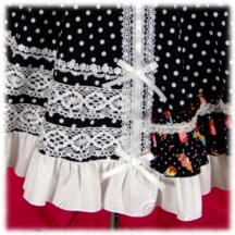Jumper Skirt #15487 - Bridged Bodice (BJ01-TR08) w/ Black Polka Dots + Flared Skirt (SK01-TR15) w/ Black Polka Dots