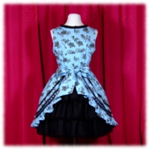 Jumper Skirt #15740 - Square Neck Bodice (BJ07-TR02) w/ Light Blue Crowns and Keys + Princess Skirt (SK04-TR07) w/ Light Blue Crowns and Keys