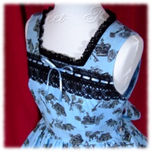 Jumper Skirt #15740 - Square Neck Bodice (BJ07-TR02) w/ Light Blue Crowns and Keys + Princess Skirt (SK04-TR07) w/ Light Blue Crowns and Keys