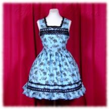 Jumper Skirt #15740 - Square Neck Bodice (BJ07-TR02) w/ Light Blue Crowns and Keys + Princess Skirt (SK04-TR07) w/ Light Blue Crowns and Keys