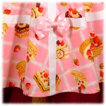 Jumper Skirt #1608 - Bridged Bodice with Bowtie Straps (BJ02-TR01) w/ Pink Sweets and Lace + Flared Skirt (SK01-TR06) w/ Pink Sweets and Lace