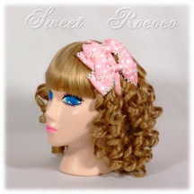 Accessory #1650 - Bow Headband (HB02-TR01) w/ Pink Polka Dots Grosgrain Ribbon