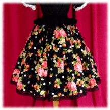 Skirt #16549 - Two-Tier Skirt (SK03-TR01) w/ Black Flowers and Strawberries