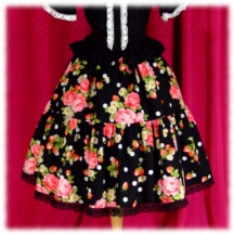 Skirt #16549 - Two-Tier Skirt (SK03-TR01) w/ Black Flowers and Strawberries