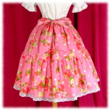 Skirt #16550 - Two-Tier Skirt (SK03-TR01) w/ Pink Flowers and Strawberries