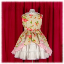 Jumper Skirt #16900 - Square Neck Bodice (BJ07-TR09) w/ Cream Flowers and Strawberries + Princess Skirt (SK04-TR07) w/ Cream Flowers and Strawberries