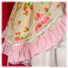 Jumper Skirt #16900 - Square Neck Bodice (BJ07-TR09) w/ Cream Flowers and Strawberries + Princess Skirt (SK04-TR07) w/ Cream Flowers and Strawberries