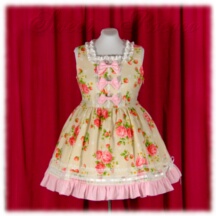 Jumper Skirt #16900 - Square Neck Bodice (BJ07-TR09) w/ Cream Flowers and Strawberries + Princess Skirt (SK04-TR07) w/ Cream Flowers and Strawberries