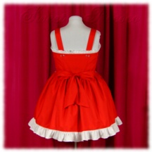 Jumper Skirt #19884 - Sweetheart Bodice (BJ04-TR03) w/ Red Cotton Poplin Solid + Gathered Skirt (SK02-TR08) w/ Red Cotton Poplin Solid