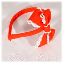 Accessory #19976 - Bow Headband (HB01-TR01) w/ Red Petersham Ribbon