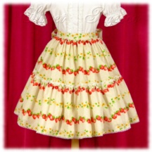 Skirt #19984 - Two-Tier Skirt (SK03-TR04) w/ Cream Fruit Borders and Polka Dots