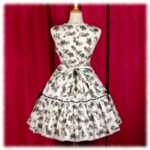 Jumper Skirt #20026 - Square Neck Bodice (BJ07-TR02) w/ Off White Crowns and Keys + Two-Tier Skirt (SK03-TR02) w/ Off White Crowns and Keys