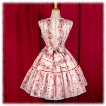 Jumper Skirt #20027 - Square Neck Bodice (BJ07-TR02) w/ Off White Alice Cards + Two-Tier Skirt (SK03-TR02) w/ Off White Alice Cards