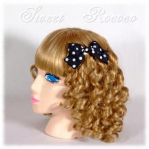 Accessory #206 - Bow Hair Clips (HC01-TR00) w/ Black Polka Dots Grosgrain Ribbon
