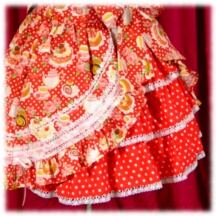 Jumper Skirt #21713 - Square Neck Bodice (BJ07-TR08) w/ Red Cakes and Polka Dots + Princess Skirt (SK04-TR07) w/ Red Cakes and Polka Dots