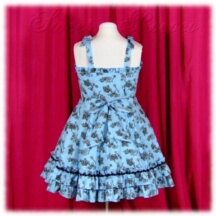 Jumper Skirt #21715 - Sweetheart Bodice with Bowtie Straps (BJ05-TR03) w/ Light Blue Crowns and Keys + Flared Skirt (SK01-TR15) w/ Light Blue Crowns and Keys