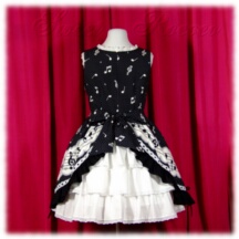 Jumper Skirt #24155 - Square Neck Bodice (BJ07-TR02) w/ Black Musical Note + Princess Skirt (SK04-TR04) w/ Black Musical Note