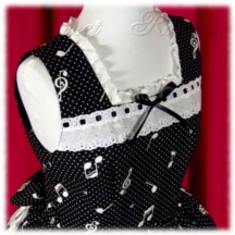 Jumper Skirt #24155 - Square Neck Bodice (BJ07-TR02) w/ Black Musical Note + Princess Skirt (SK04-TR04) w/ Black Musical Note