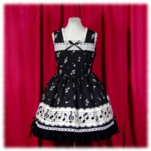 Jumper Skirt #24155 - Square Neck Bodice (BJ07-TR02) w/ Black Musical Note + Princess Skirt (SK04-TR04) w/ Black Musical Note