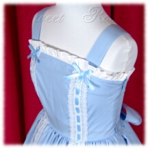 Jumper Skirt #27602 - Sweetheart Bodice (BJ04-TR03) w/ Light Blue Cotton Poplin Solid + Gathered Skirt (SK02-TR08) w/ Light Blue Cotton Poplin Solid