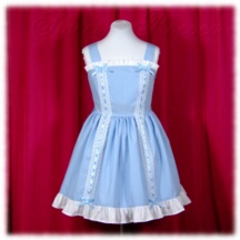 Jumper Skirt #27602 - Sweetheart Bodice (BJ04-TR03) w/ Light Blue Cotton Poplin Solid + Gathered Skirt (SK02-TR08) w/ Light Blue Cotton Poplin Solid