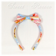 Accessory #28169 - Bow Headband (HB03-TR00) w/ Light Blue Cakes and Polka Dots