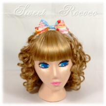 Accessory #28169 - Bow Headband (HB03-TR00) w/ Light Blue Cakes and Polka Dots