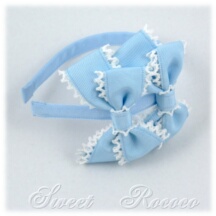 Accessory #28531 - Bow Headband (HB02-TR01) w/ Light Blue Petersham Ribbon