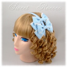 Accessory #28531 - Bow Headband (HB02-TR01) w/ Light Blue Petersham Ribbon