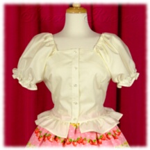 Blouse #29381 - Ruffled Afternoon Blouse (AB01-TR00) w/ Ivory Cotton Poplin Solid