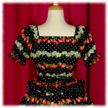 Blouse #30360 - Ruffled Afternoon Blouse (AB01-TR00) w/ Black Fruit Borders and Polka Dots